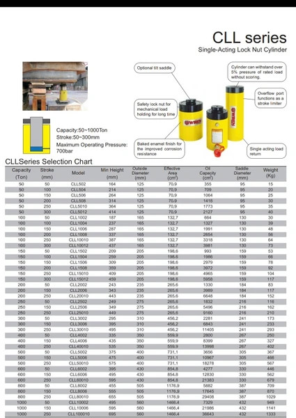 جک هیدرولیک یک طرفه قفلی ۳۰ تن کورس ۱۰۰ میلی متر مدل CLL304 رن WREN