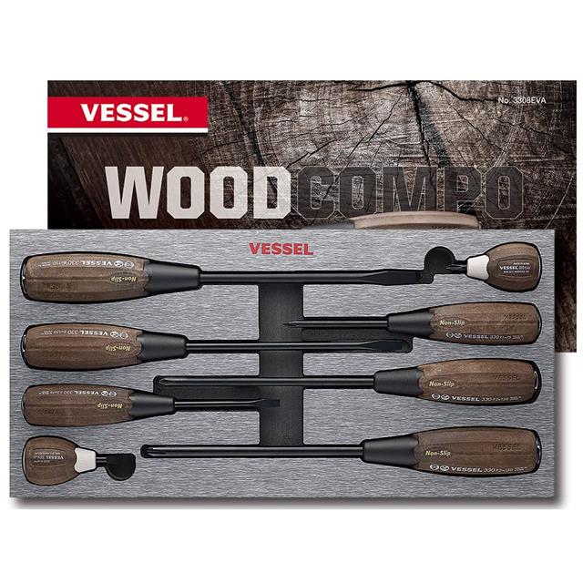 ست پیچ گوشتی چوبی 8 پارچه مدل 3308EVA برند وسل VESSEL ژاپن
